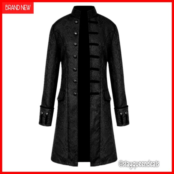 Men's Steampunk Tailcoat Jacket Victorian Gothic Frock Coat Halloween Costume